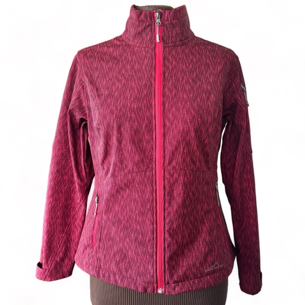 Eddie Bauer Soft Shell Jacket Bonded Fleece Red Full Zip Women's L